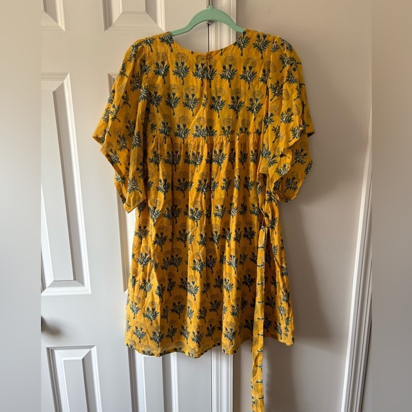 Emerson Fry Basalie Dress Floral India Collection Yellow Marigold Mini Cotton M - Picture 6 of 11